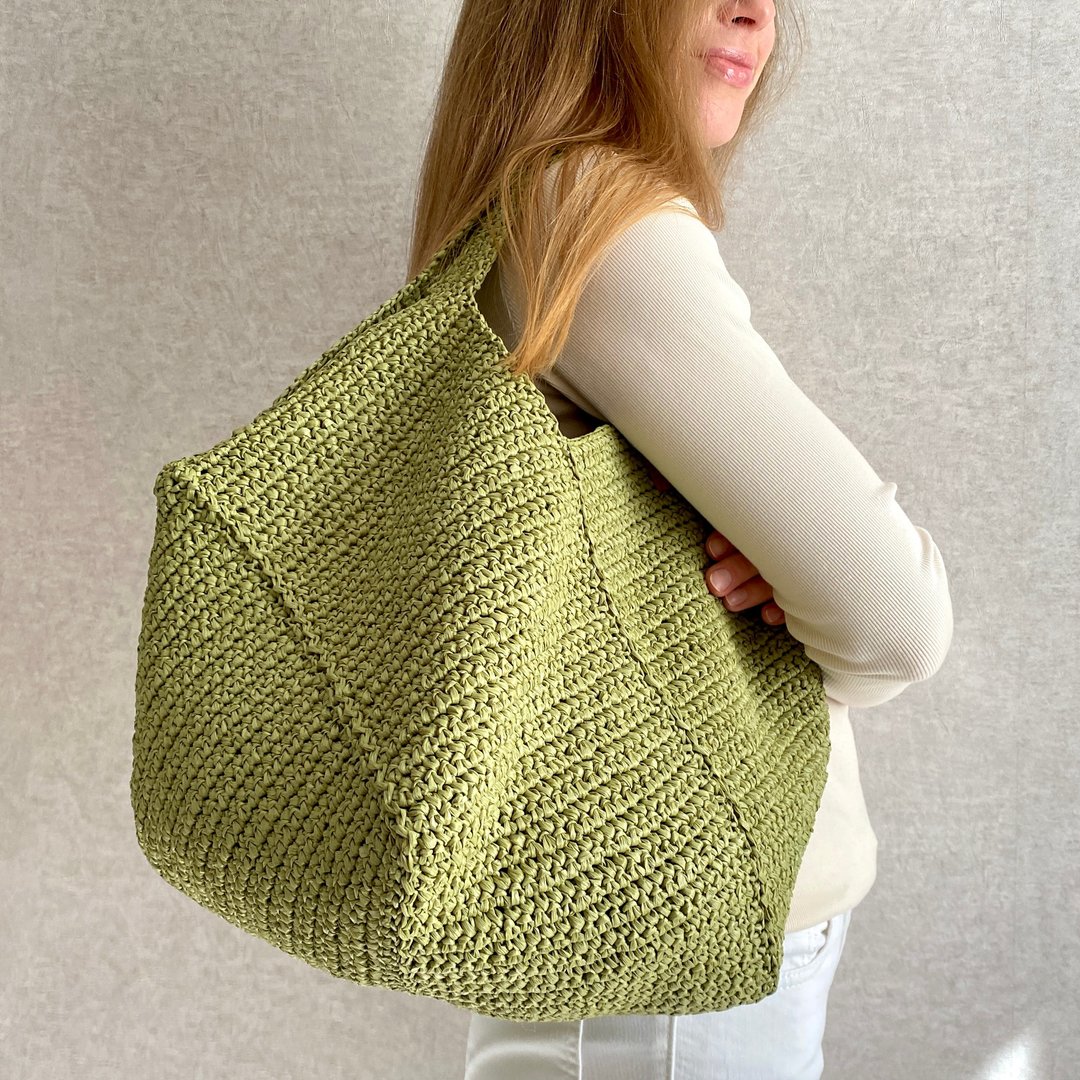 PDF PATTERN Crochet Raffia Square Bag, Crochet Tote Bag Pattern - 手工艺教程/工具书 - 其他材质 