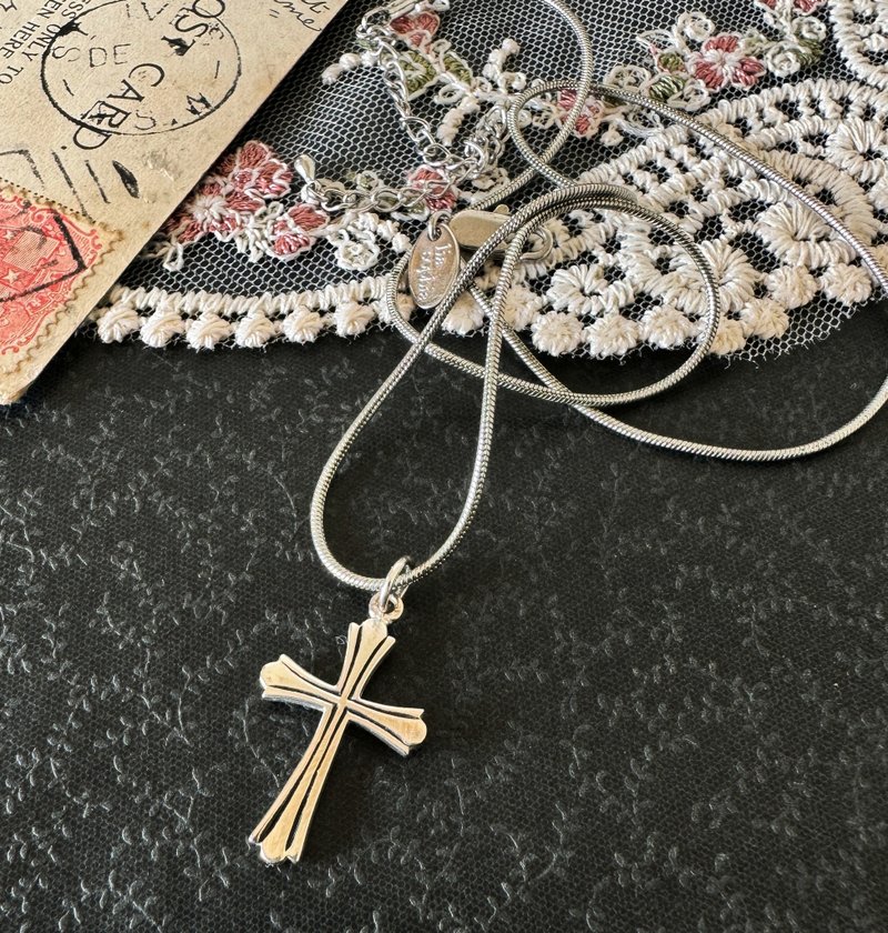 古董纯银925十字架项链  N491 - 项链 - 其他金属 银色