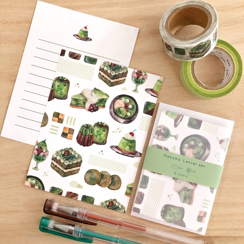 抹茶迷你信纸组 - 信封/信纸 - 纸 绿色