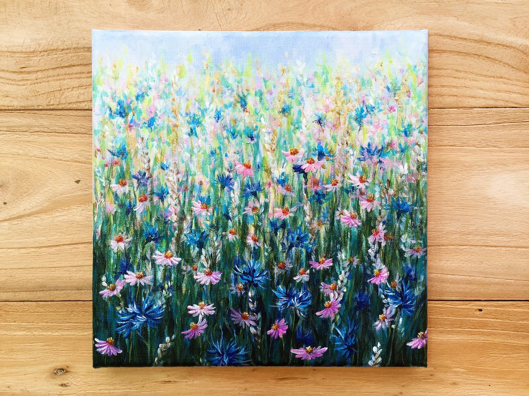 【春日花田】压克力画原作 | 花海风景 | 艺廊墙挂画 | 空间摆设 - 海报/装饰画/版画 - 棉 