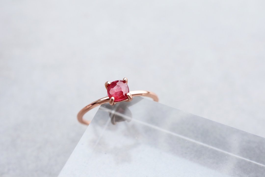 •Classic Ring•天然红宝石介指 - 戒指 - 纯银 红色