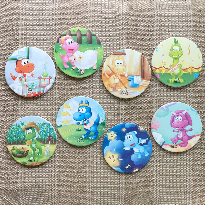 小恐龙 绘本风 莺歌陶瓷吸水杯垫 - 杯垫 - 陶 多色
