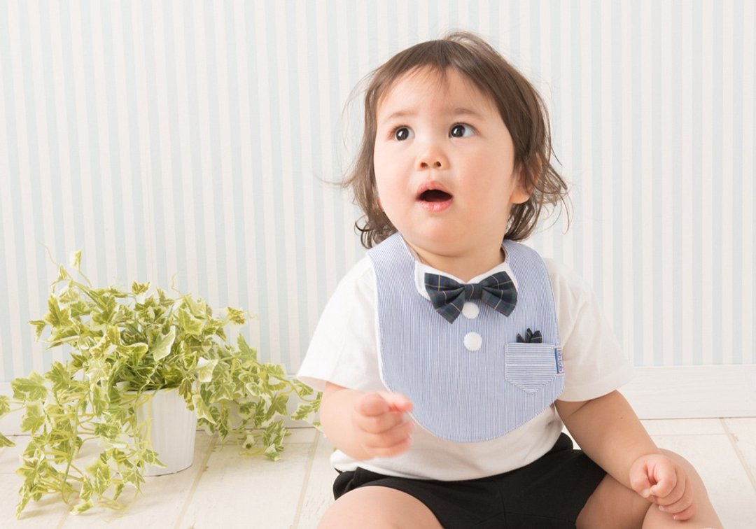 Boy's formal bib (Blue×Green Tartan Bow Tie) - 围嘴/口水巾 - 棉 蓝色