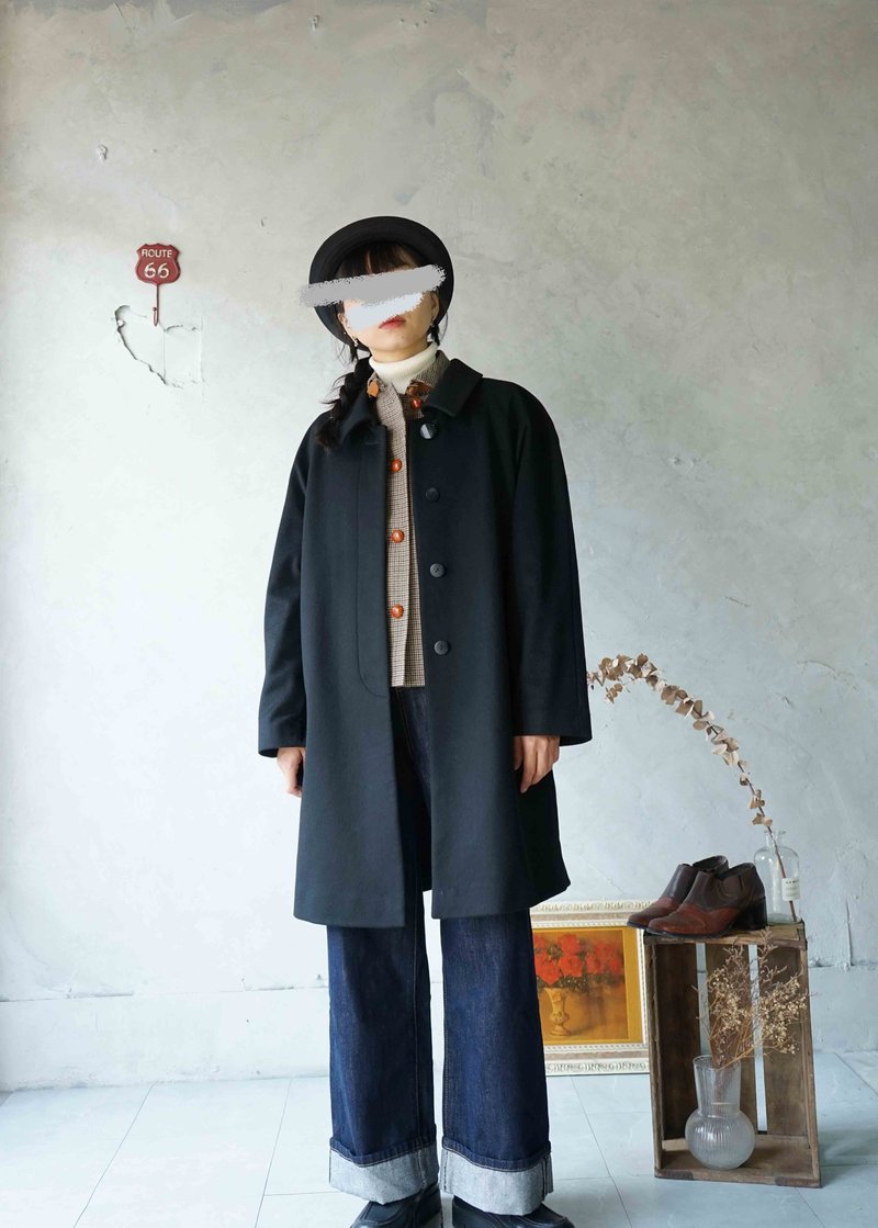 寻宝古着-cashmere羊绒经典黑长版冬季大衣 - 女装休闲/机能外套 - 羊毛 黑色