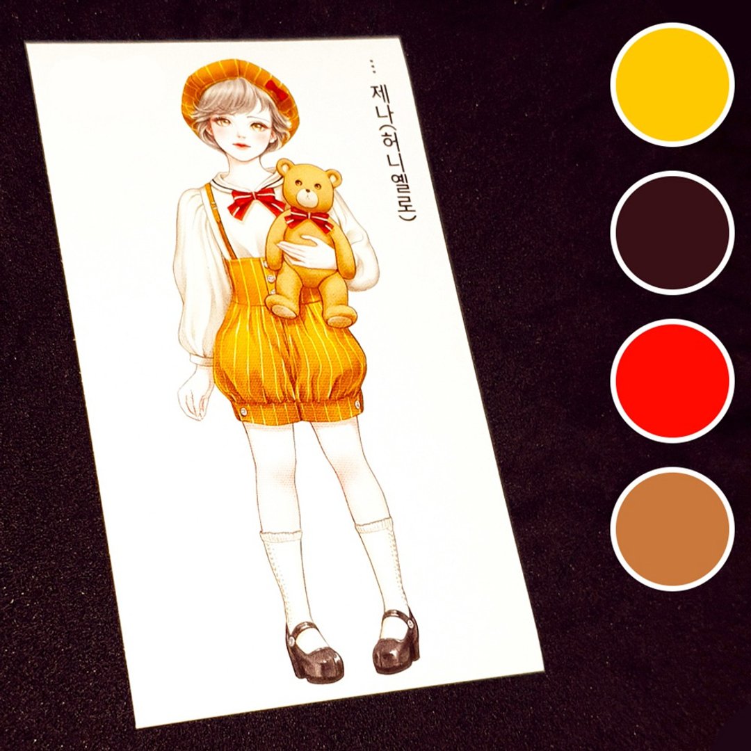 Jenna's Doll (4色) 4入 (honne market) 人物贴纸 女孩贴纸 blackraccoon - 贴纸 - 纸 