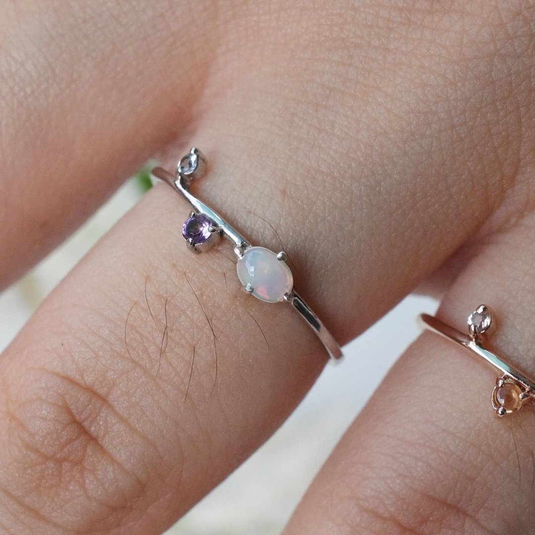 Opal mini olive ring #minimminiolive #minimsignature R434 - 戒指 - 纯银 