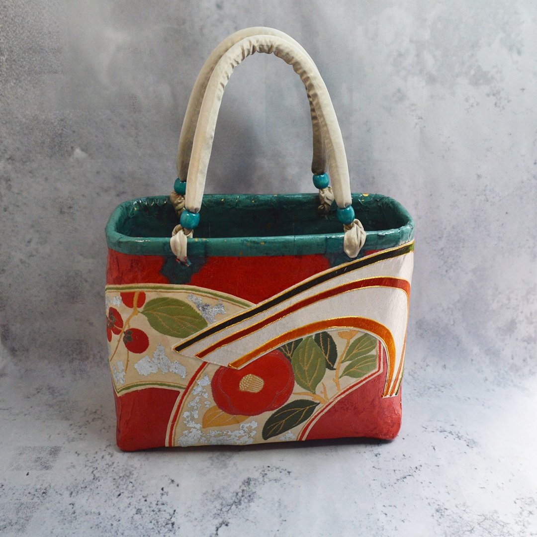 一闲张 提篮包 日式风 和风现代 轻巧 日式和服包 Japanese style Handmade Washi paper Light weight - 其他 - 其他材质 红色