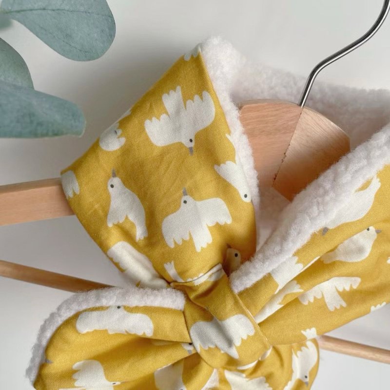 儿童围巾・固定式・暖日鸟群款 - 围巾/披肩 - 棉．麻 黄色