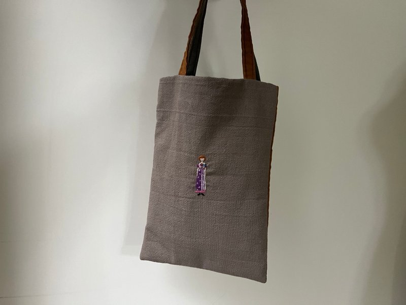 fingirl1000-NO.985 一股刺绣花瓣小型外出袋 1000枚女子展 - 手提包/手提袋 - 棉．麻 