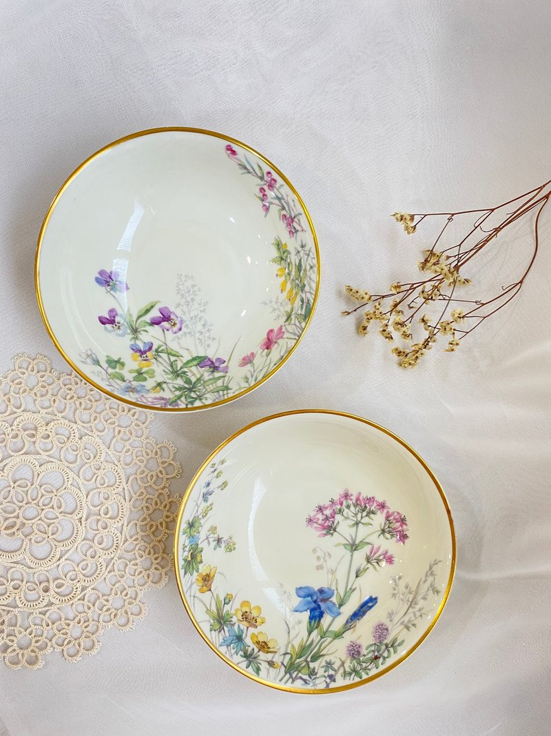 【好日恋物】 德国金边精致花草甜品果蔬沙拉碗幸福感 - 碗 - 瓷 白色