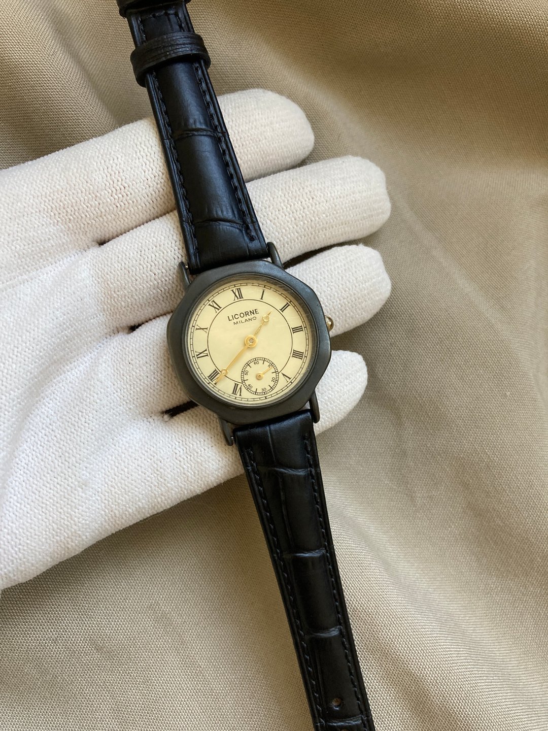 LICORNE 力抗 雾面八角灰黑表壳 罗马 轨道时标 古董表 vintage - 女表 - 其他金属 黑色