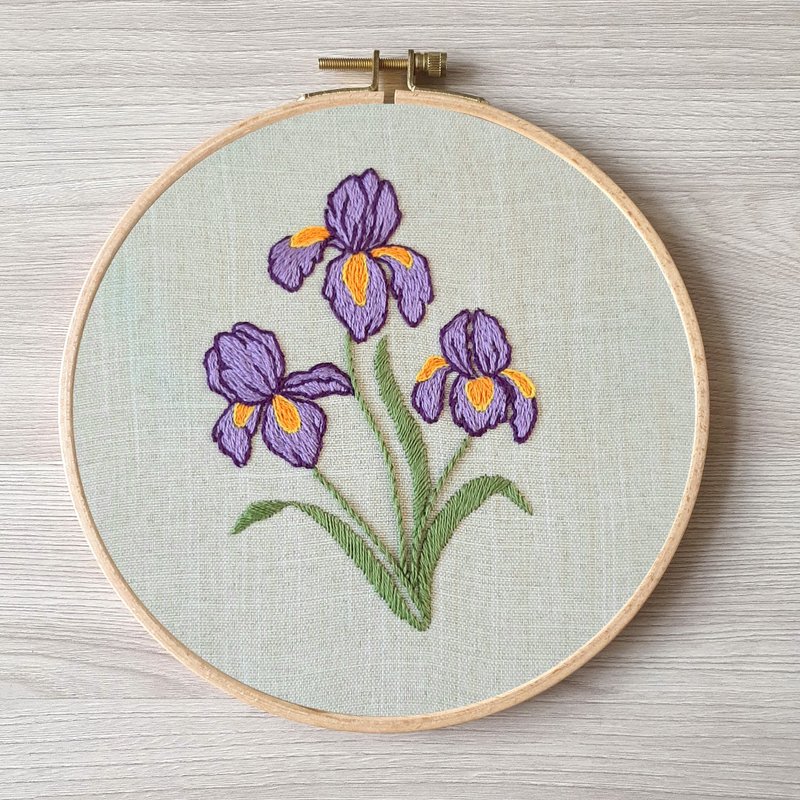 刺繡 鳶尾花 Iris hand embroidery DIY, Floral pattern pdf - 其他数码设计 - 其他材质 