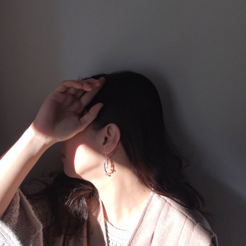 时光，兜转耳饰 （星幻紫） - 耳环/耳夹 - 其他金属 紫色