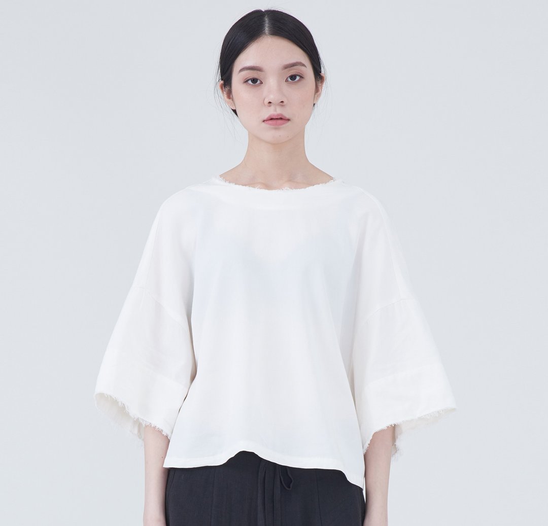 TRAN - 双面穿宽松上衣 - 女装上衣 - 棉 白色