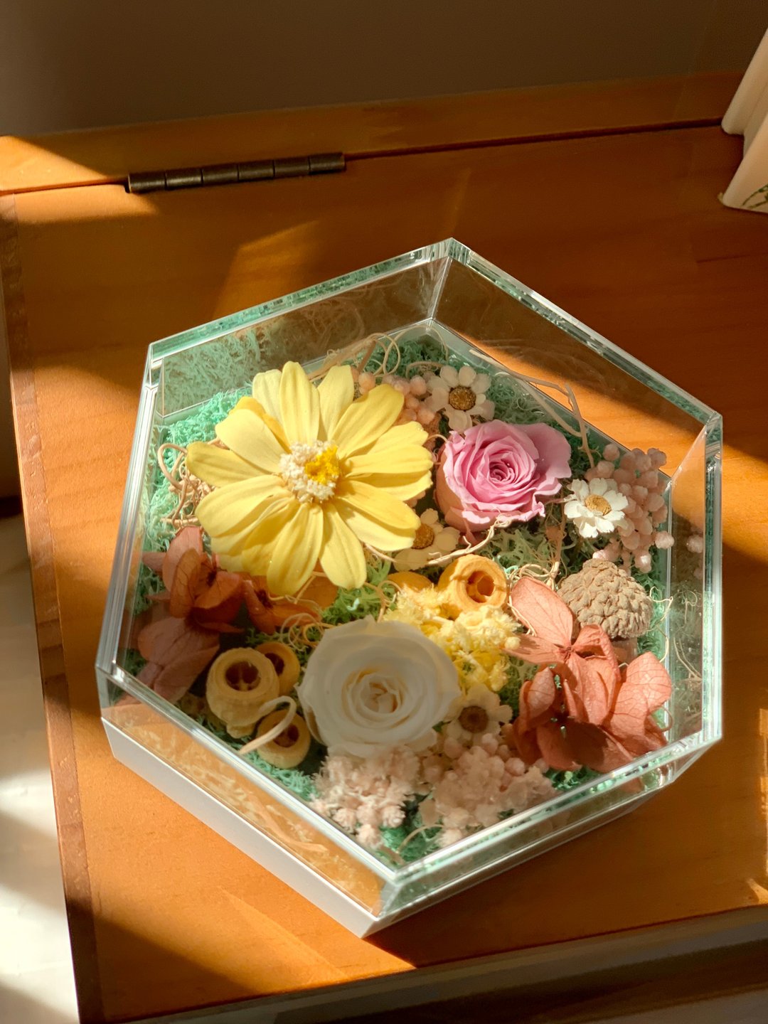 六边型花盒 - 干燥花/捧花 - 压克力 黄色