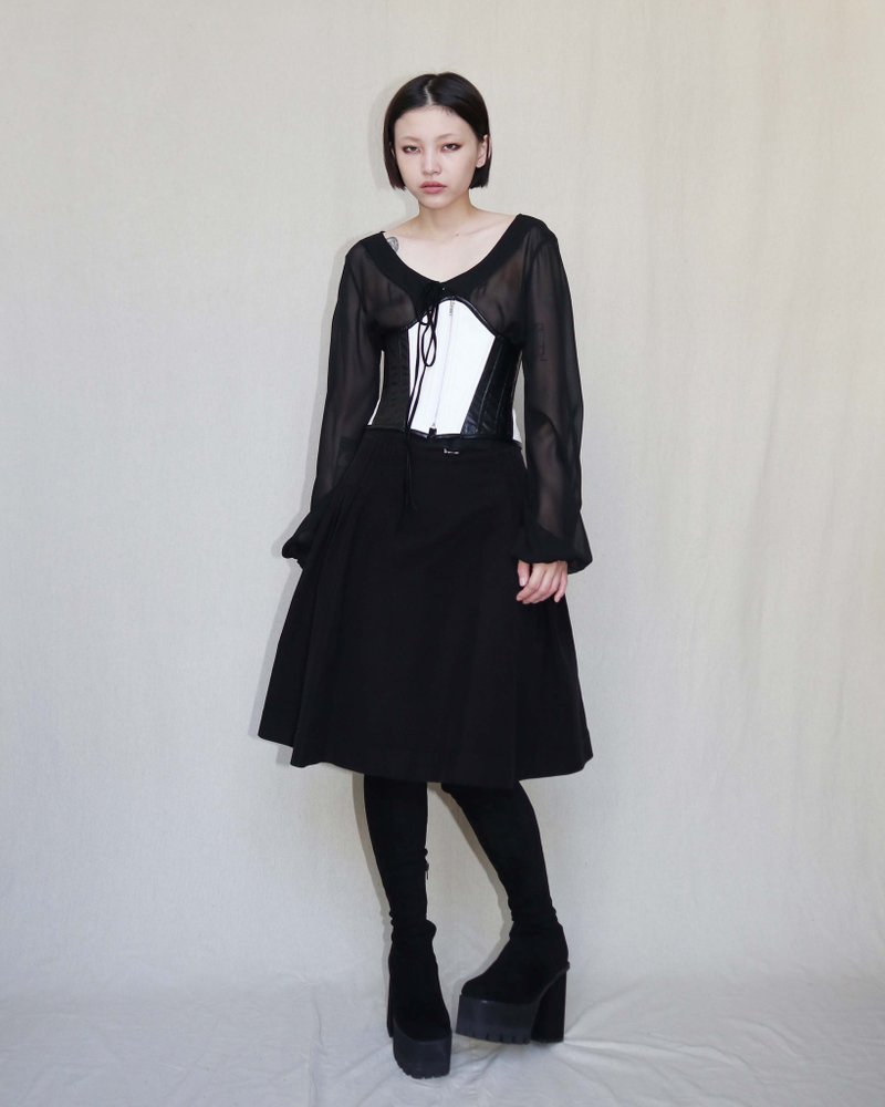 南瓜Vintage。Dangerous nude 黑白 系带 马甲 - 其他 - 其他材质 黑色