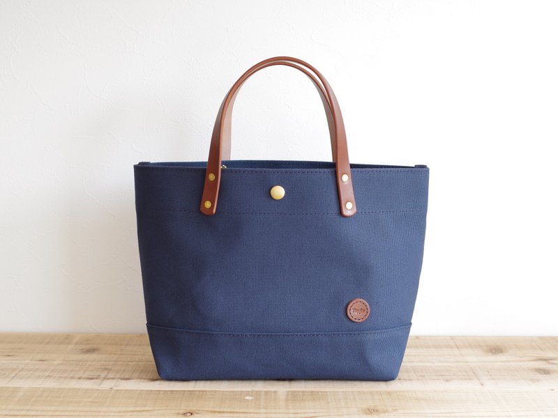 皮革提把帆布托特包 S 尺寸 宝蓝色 - 手提包/手提袋 - 棉．麻 蓝色