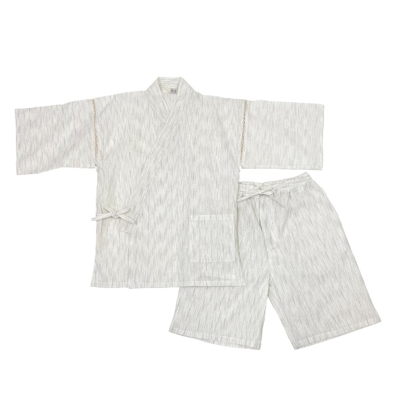 日本 和服 男士 绵麻 甚平 休闲服 睡衣 成套组 M L LL wn37 - 居家服/睡衣 - 棉 白色