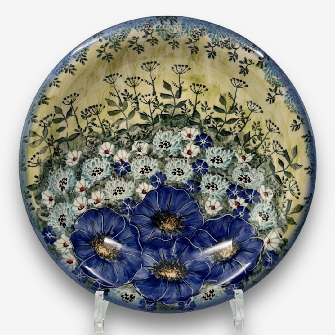 波兰手绘手工陶 - 意大利面盘 深圆盘 22.5cm 蓝野芳踪系列 - 盘子/餐盘/盘架 - 陶 蓝色