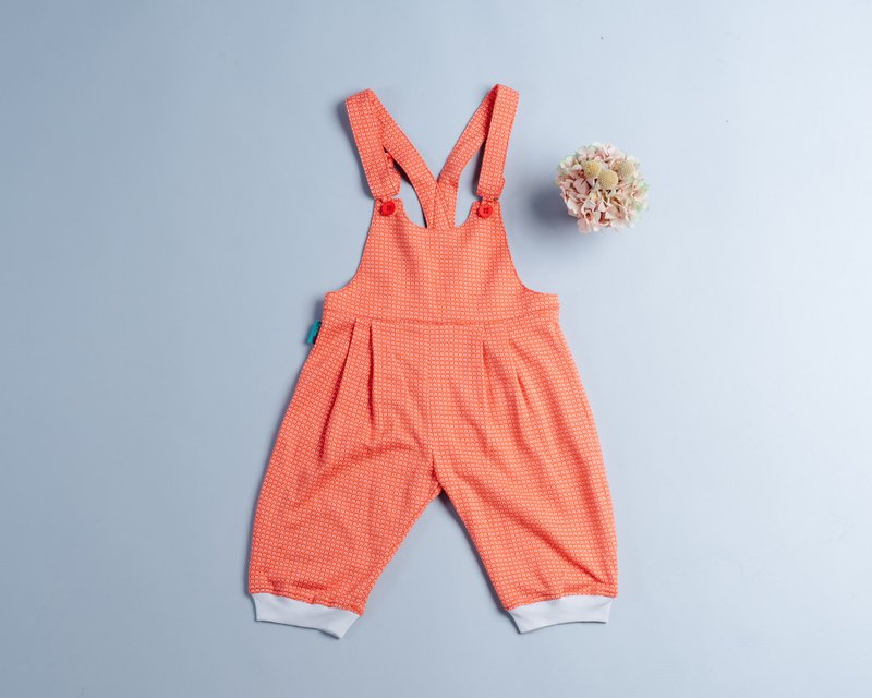 针织吊带裤-中薄14 - 童装裤 - 棉．麻 红色