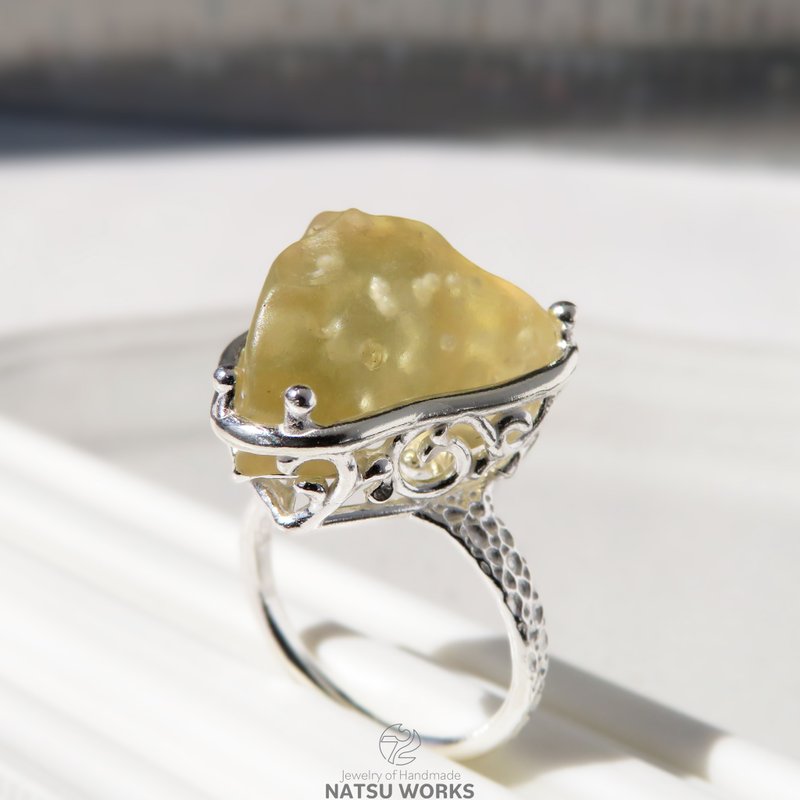 利比亚沙漠玻璃 戒指 / Libyan Desert Glass Ring 1 - 戒指 - 宝石 黄色