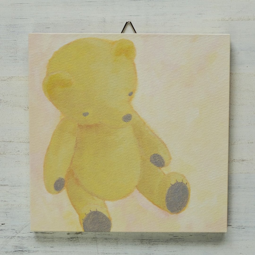 Art panel No.72 / Yellow Teddy Bear - 海报/装饰画/版画 - 纸 黄色