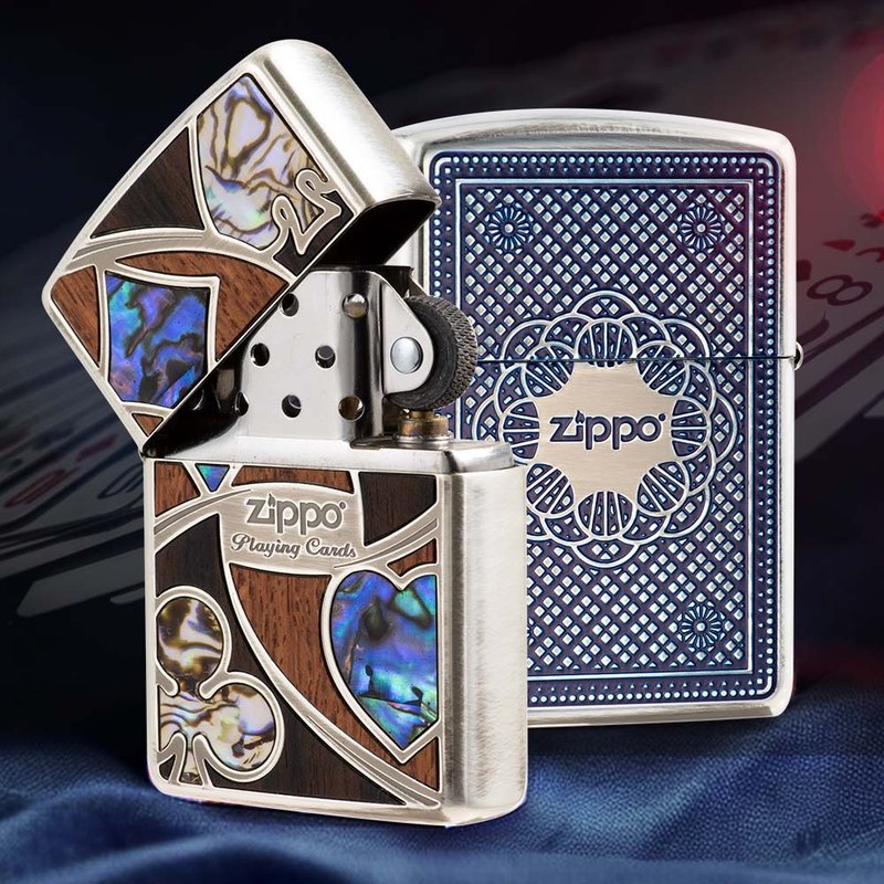 【ZIPPO官方旗舰店】扑克牌-蓝底(加厚版)防风打火机 ZA-2-108A - 其他 - 铜/黄铜 银色