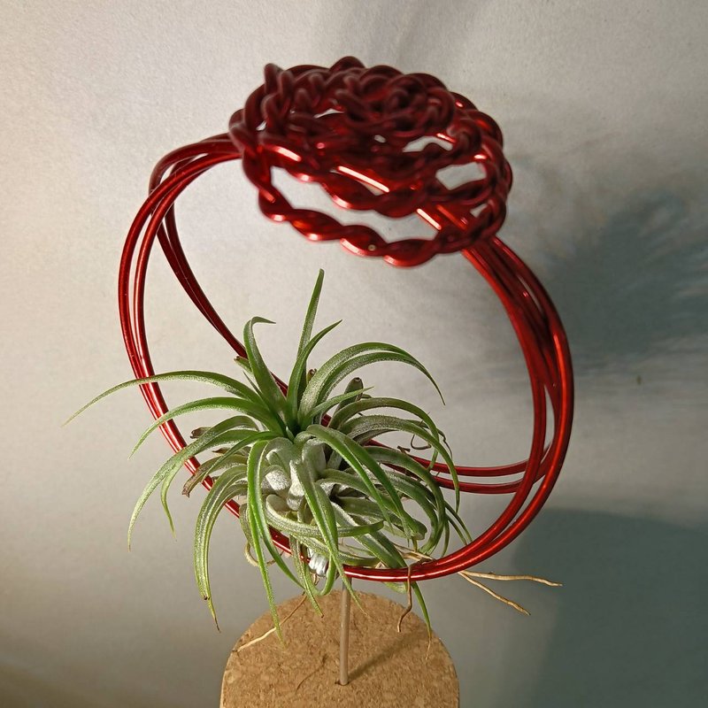 Wire lover 台湾手作铝线职人 戒指造型植栽架 小精灵空气凤梨摆 - 摆饰 - 其他金属 红色