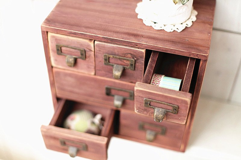 【好日恋物】日本仿古6格木柜 - 收纳用品 - 木头 咖啡色