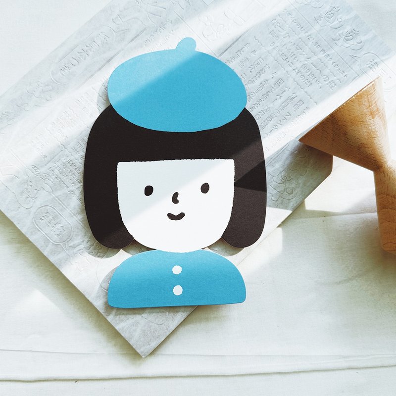 右手超人 / 大大厚厚割型卡片 - 卡片/明信片 - 纸 蓝色