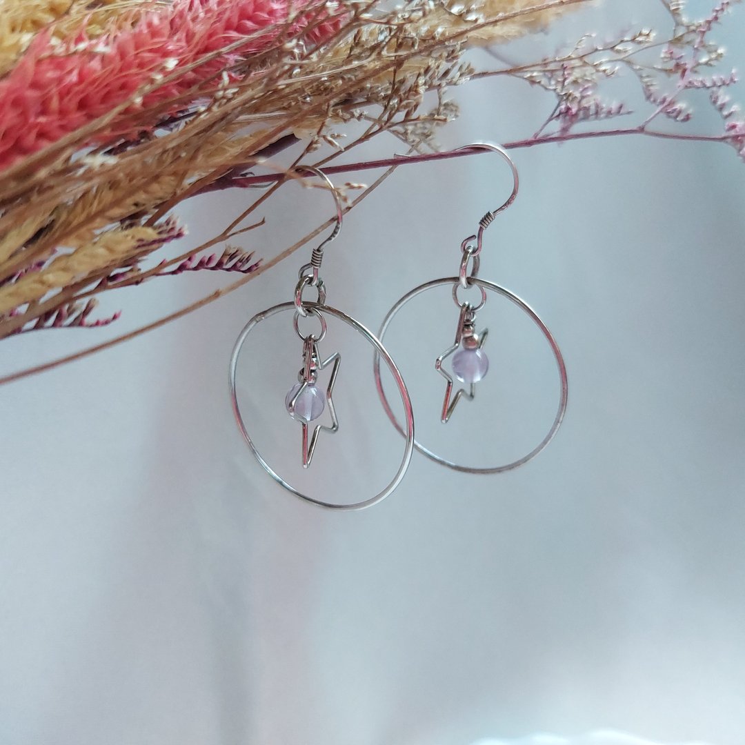 s925纯银 薰衣草紫水晶耳环 | 手作定制 手链 项链 耳饰 饰品 - 耳环/耳夹 - 水晶 
