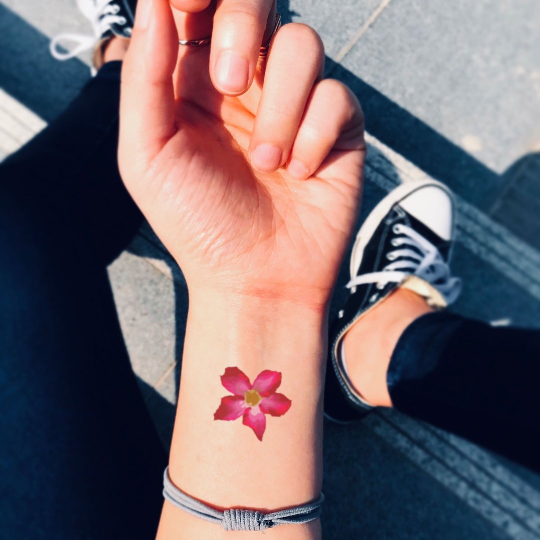 OhMyTat 沙漠玫瑰 Desert Rose 刺青图案纹身贴纸 (2 张) - 纹身贴 - 纸 红色