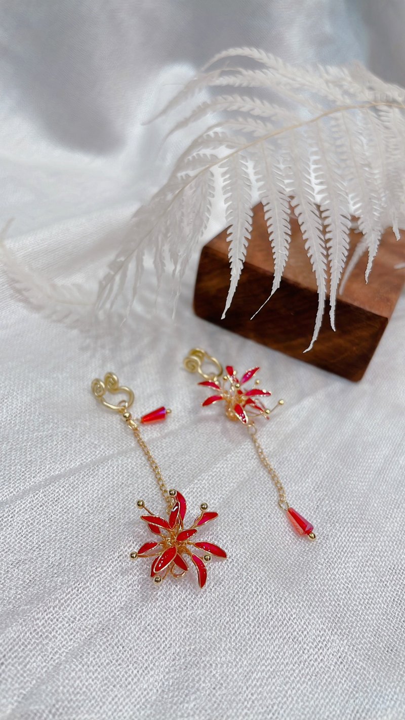耳垂式 | 彼岸花 - 耳环/耳夹 - 其他材质 多色