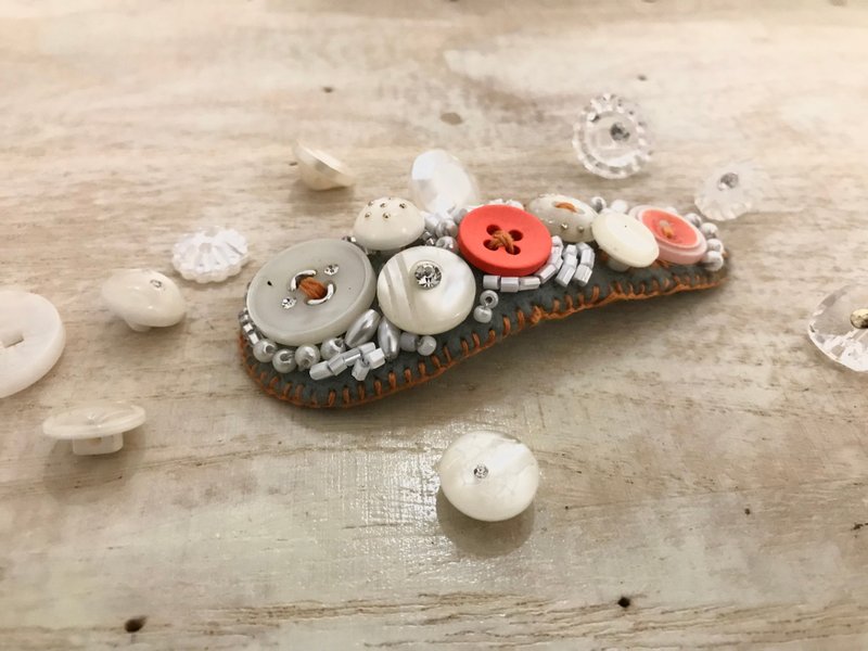 扣子花BB夹粉橘 - 发饰 - 塑料 橘色