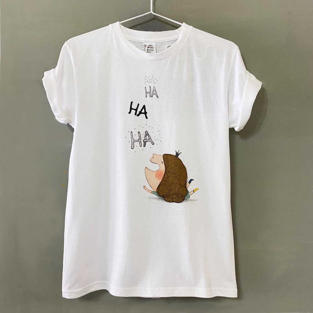 棉质短袖T-Shirt 白色   Dolly(朵力) HA HA HA - 女装 T 恤 - 棉．麻 白色