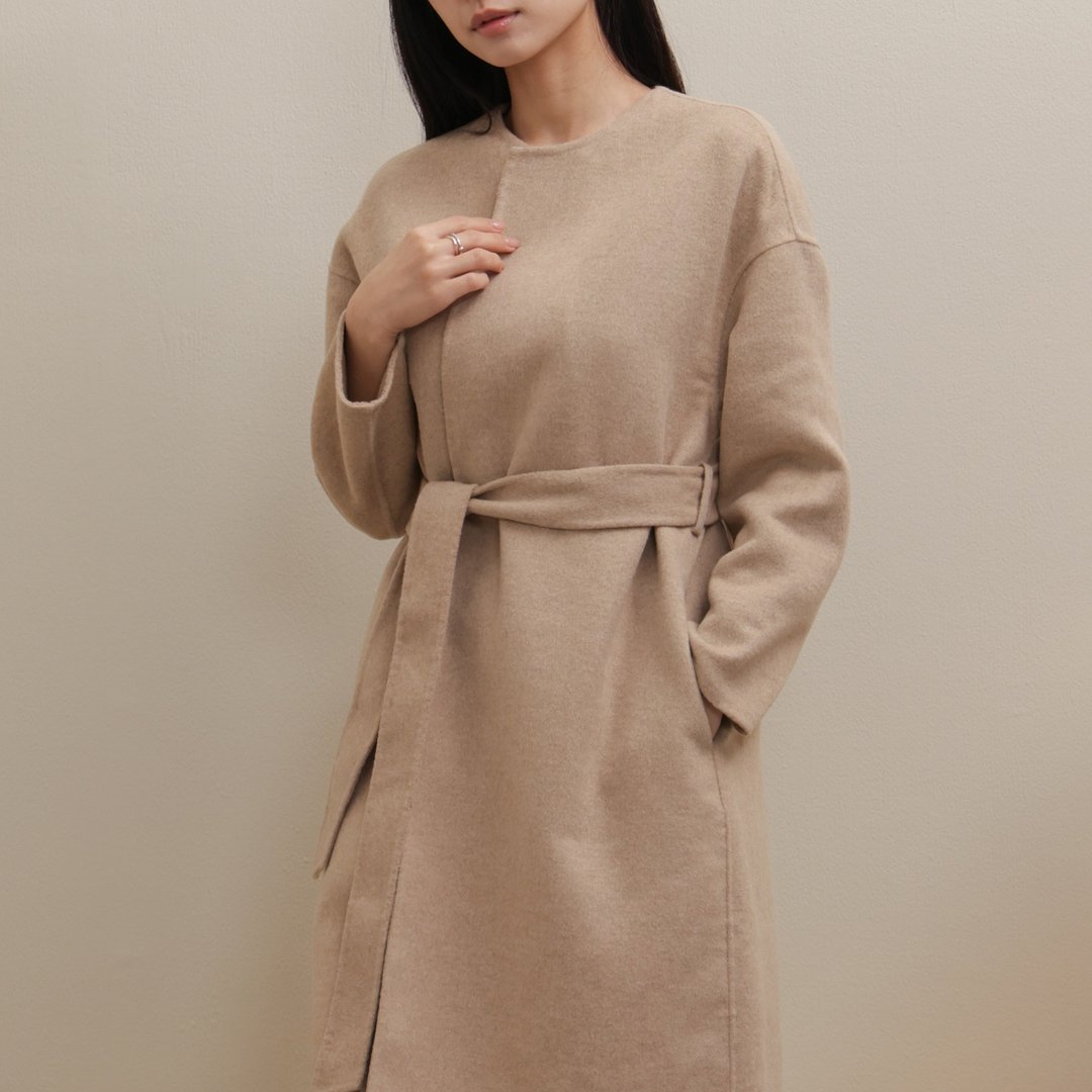 简约长版羊毛外套-驼色 - 女装休闲/机能外套 - 羊毛 卡其色