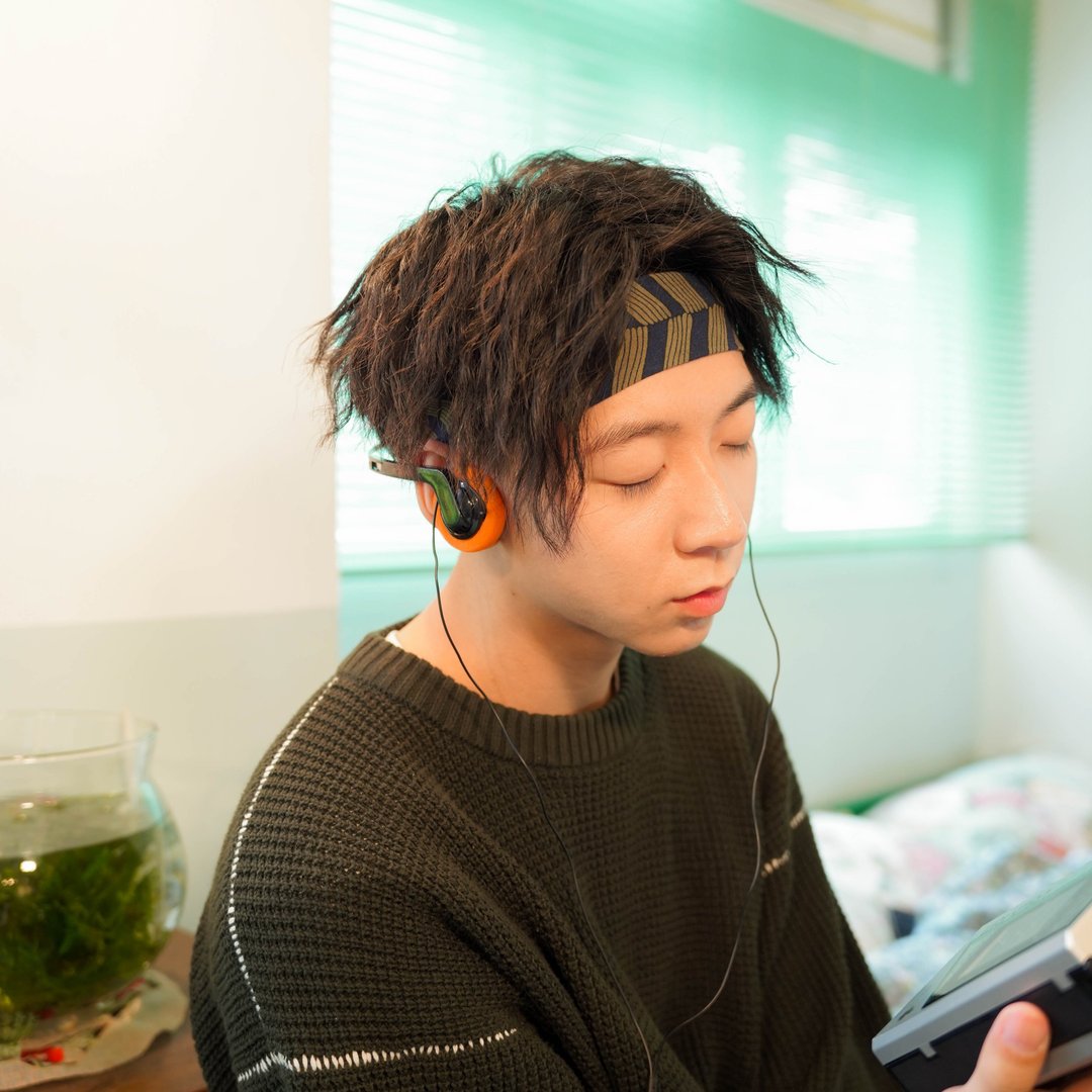 男装手工发带 / 百搭沉实风格 / 斜行墨蓝 - 发饰 - 棉 绿色