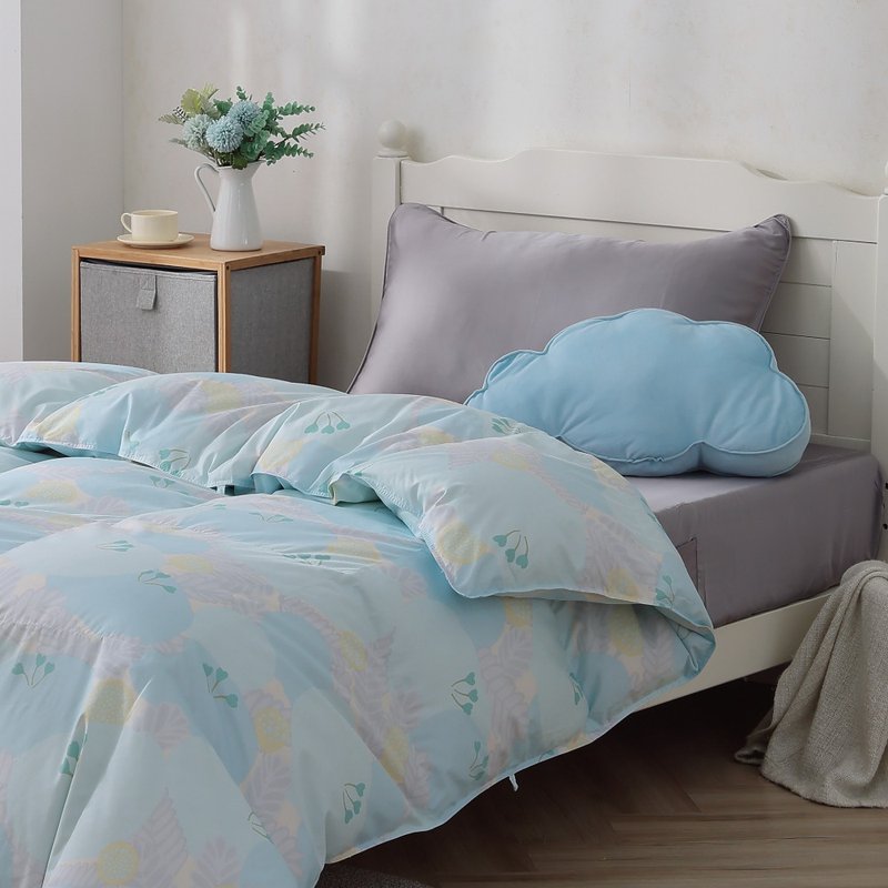 单人/冬月羽绒被/好收纳、可机洗、免被套、超保暖-花漾蓝 - 被子/毛毯 - 羽绒 