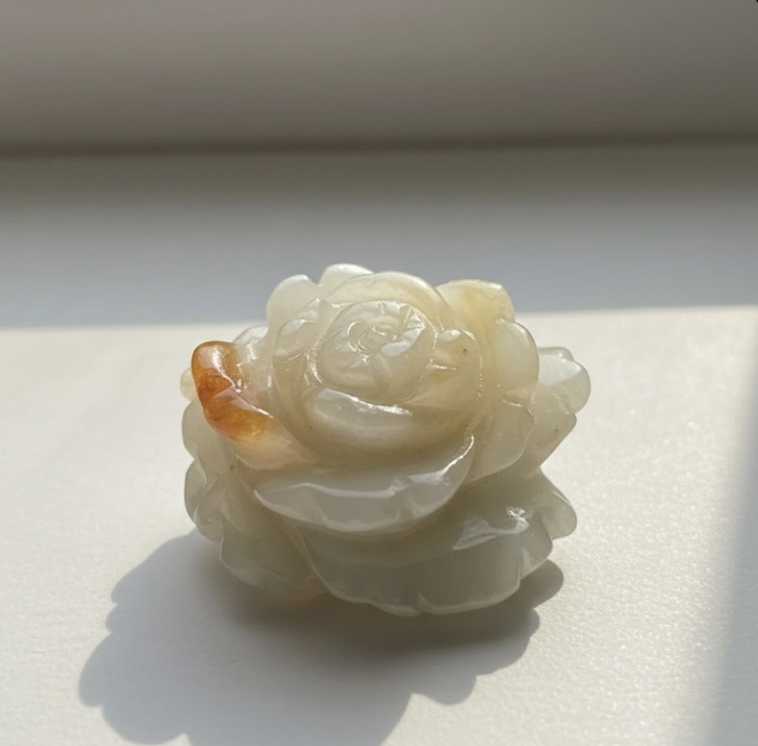 冰飘黄翡翡翠牡丹花 | 天然缅甸玉翡翠A货 | 送礼 - 金工/饰品 - 玉石 黄色
