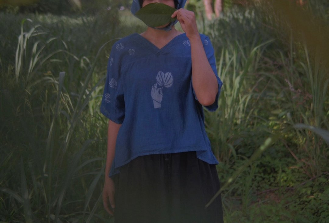 Chong Ko 系列 | Yang Na 上衣 | 棉 | 天然植物染 - 女装上衣 - 棉．麻 蓝色