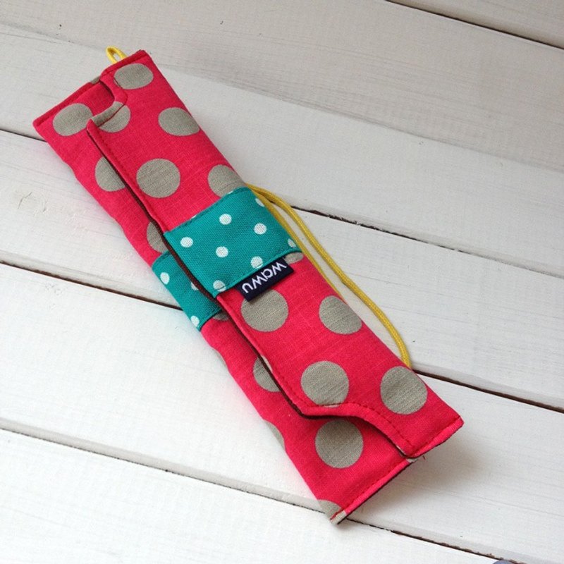 笔袋/筷套 (灰熊桃) (附木制筷子和汤匙) 接单生产* - 汤勺/锅铲 - 棉．麻 粉红色