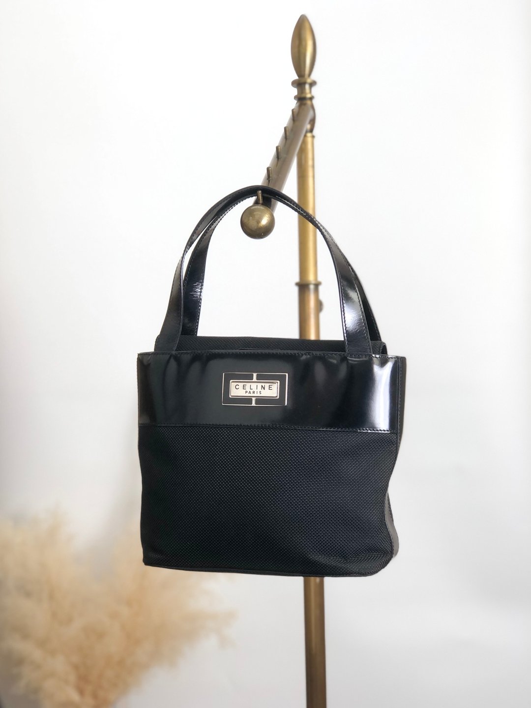 【 日本直送 名牌中古包 】CELINE  સૅલિન 手提包 黑色 Logo PVC 皮革 vintage 古董 vzeeur - 手提包/手提袋 - 真皮 黑色