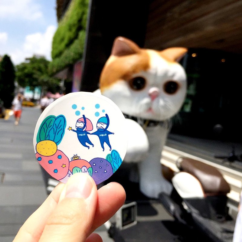 海の日常 圆型防水贴纸(3入) Sea Waterproof stickers (circle) - 贴纸 - 纸 白色