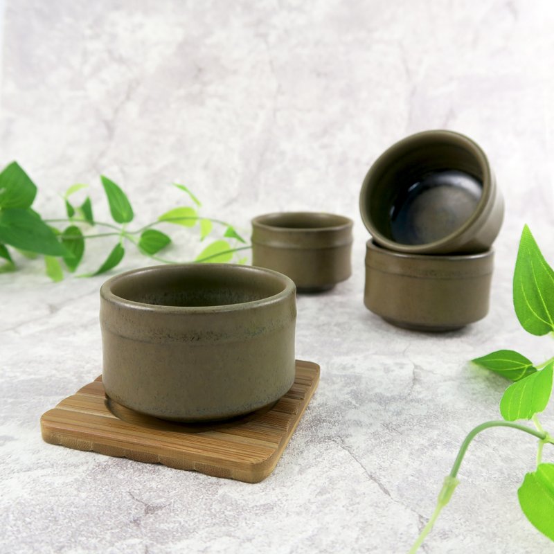 添兴窑/竹碳陶品茗杯-大/一入 - 茶具/茶杯 - 陶 绿色