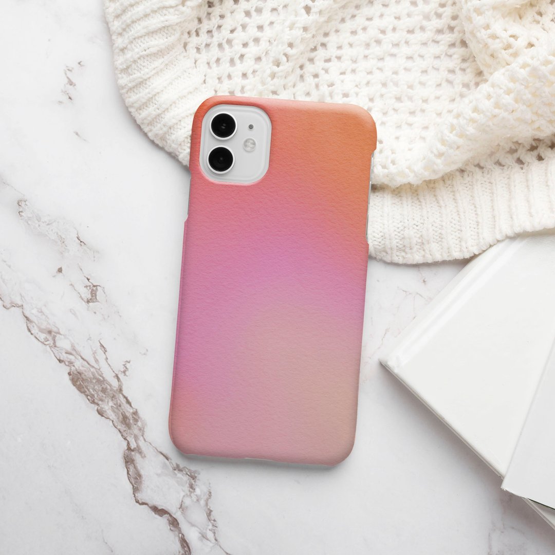 客制手机壳 iPhone 14 13 Pro Matte 抽象夏季水彩 16 7 橙色粉红 - 手机壳/手机套 - 塑料 多色