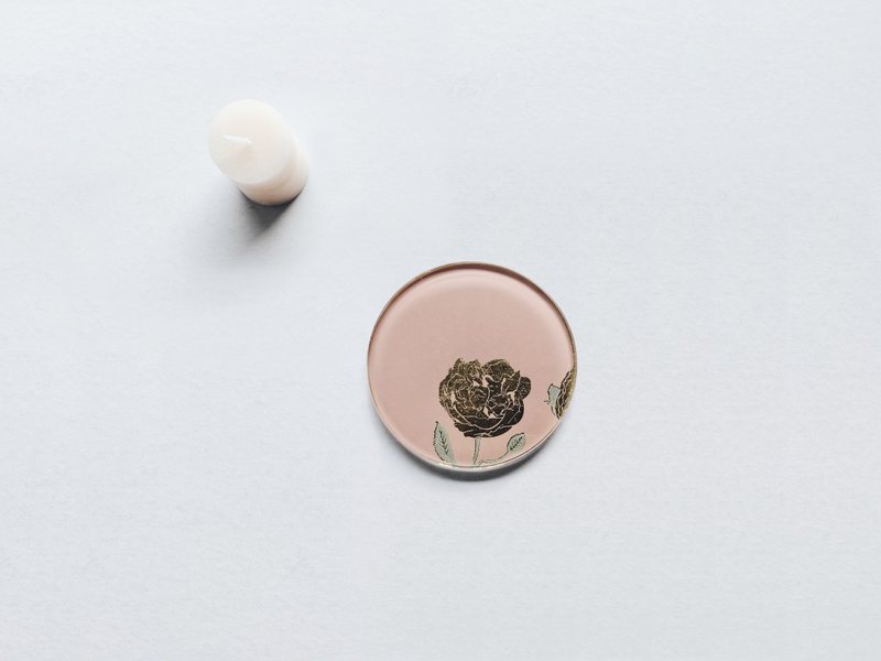 最后少量法国巴黎新锐设计【手工工艺贴箔技法】绽放杯垫烛盘 花 - 蜡烛/烛台 - 玻璃 金色