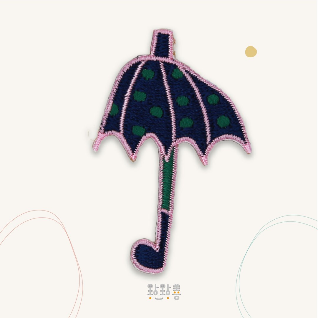 童趣刺绣贴-靠边伞 - 徽章/别针 - 绣线 绿色