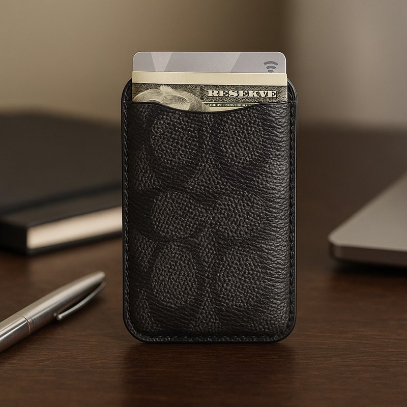 圣诞礼盒【COACH】精品MagSafe意大利真皮卡套 经典黑 - 手机配件 - 其他材质 黑色