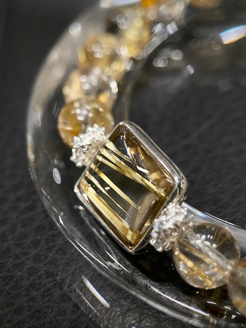 金钛晶手链 S925银 招正财、偏财、人缘、辟邪、健康、防小人 - 手链/手环 - 水晶 