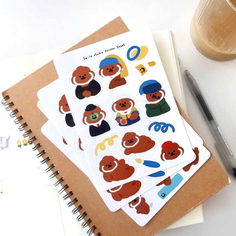 Rice Cake Puppy 名画主题 光面贴纸套组 - 贴纸 - 纸 